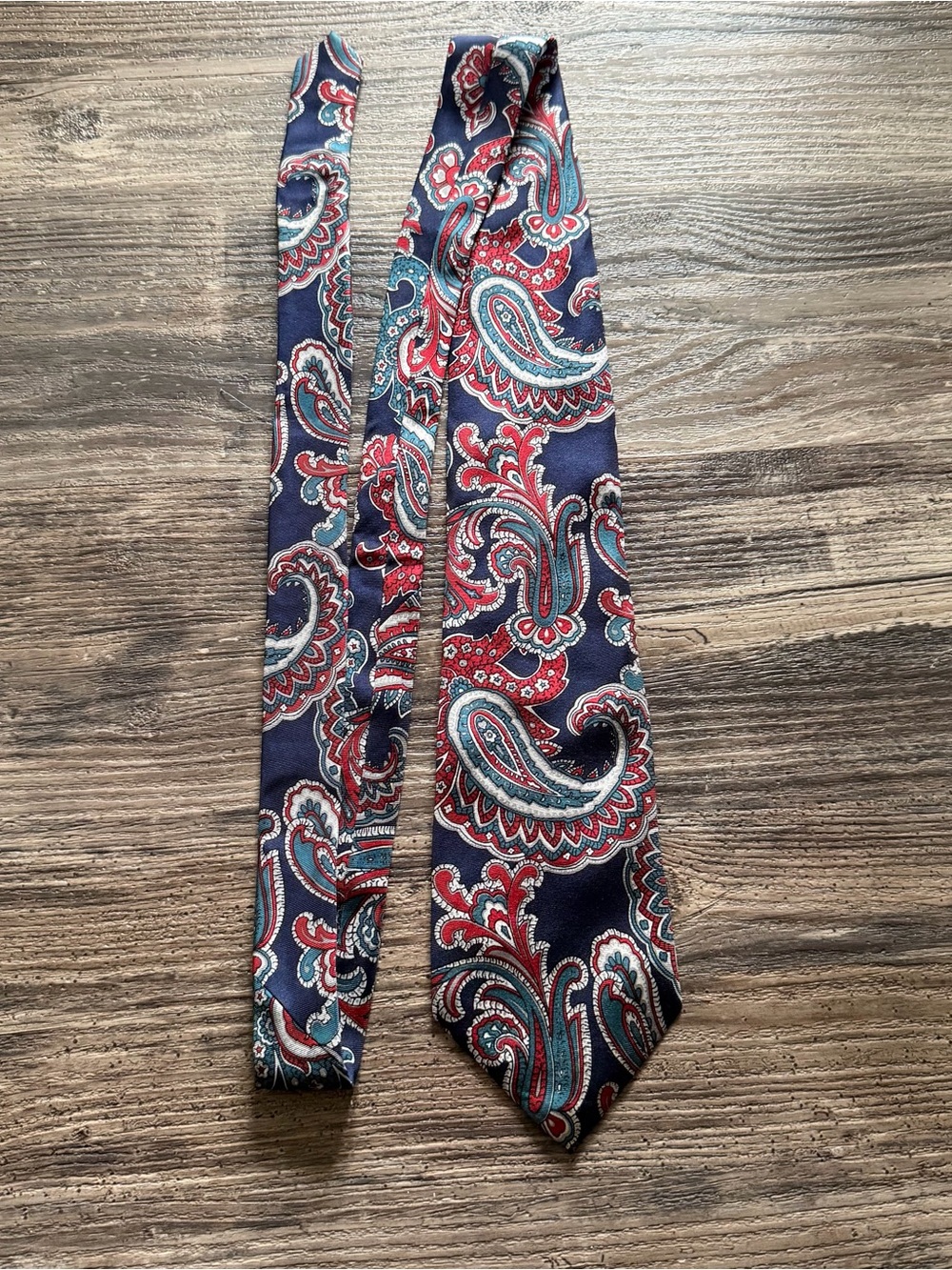 Stafford Men's Navy Red Blue White Paisley 100% Silk Classic Tie One Size